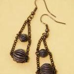 Black Ball And Chain Earrings By Kashmira Patel