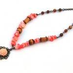 Pink Coral And Shell Necklace Handmade By Kashmira..