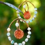 Aqua Hoops With Handmade Copper Charms