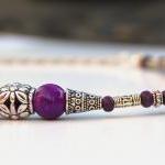 Bali Silver And Purple Choker Necklace