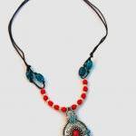 Red/turquoise/silver Bohemian Necklace