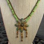 Green Yellow Square Knot Macrame Necklace With..