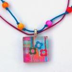 Colorful Spring Necklace With Original Art Pendant