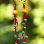 Yellow/red/turquoise Wood Earrings