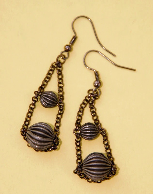 Black Ball And Chain Earrings By Kashmira Patel